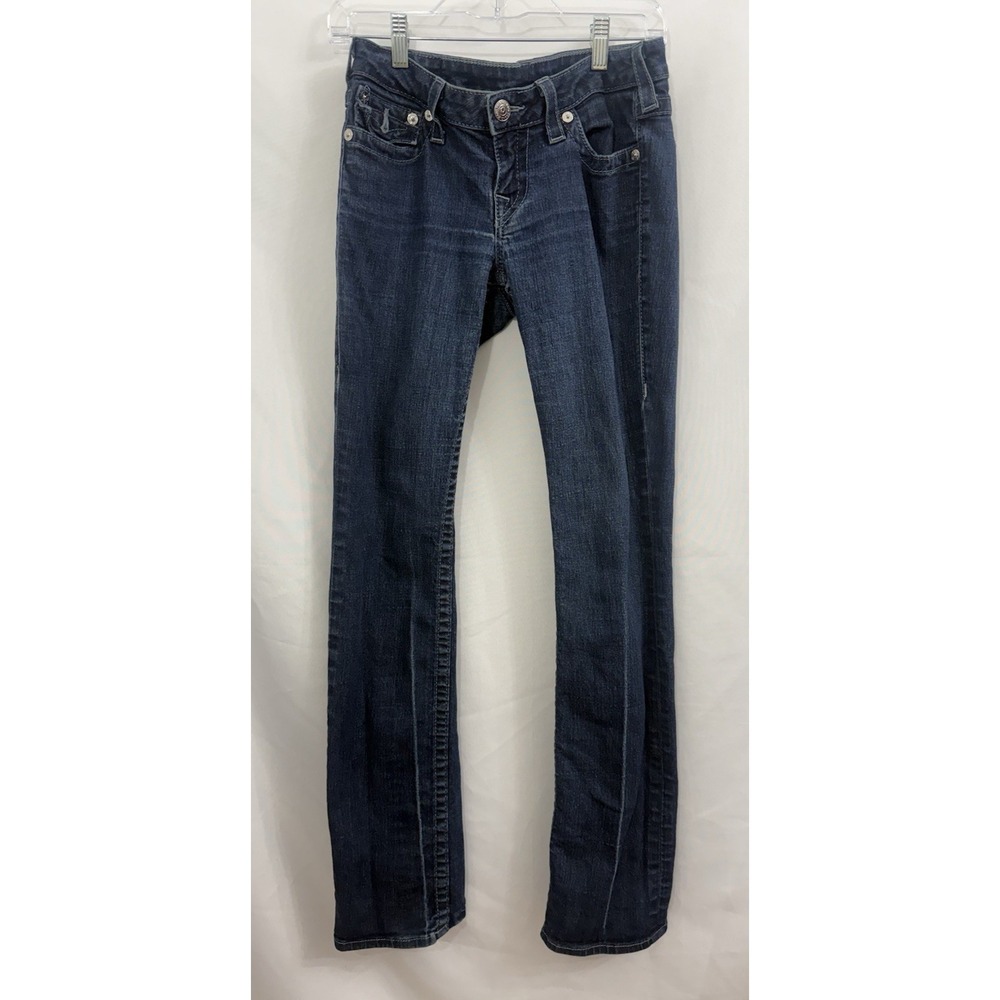 True Religion Straight Jeans Womens 29x32 Blue Dark Low Rise‎ Y2K  *FLAWS